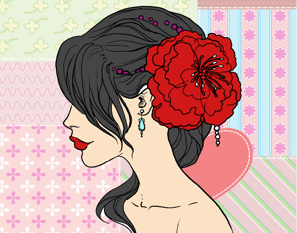 Dibujo Tocado  de novia con flor  pintado por mica635