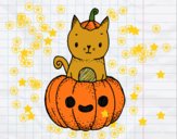 Dibujo Un gatito de Halloween pintado por lu080314