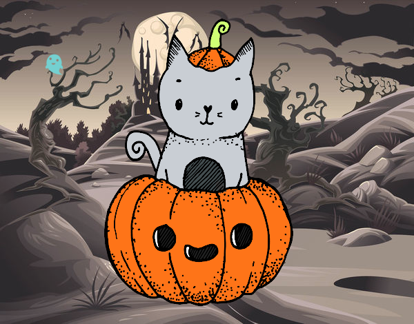 Dibujo Un gatito de Halloween pintado por sheyla1