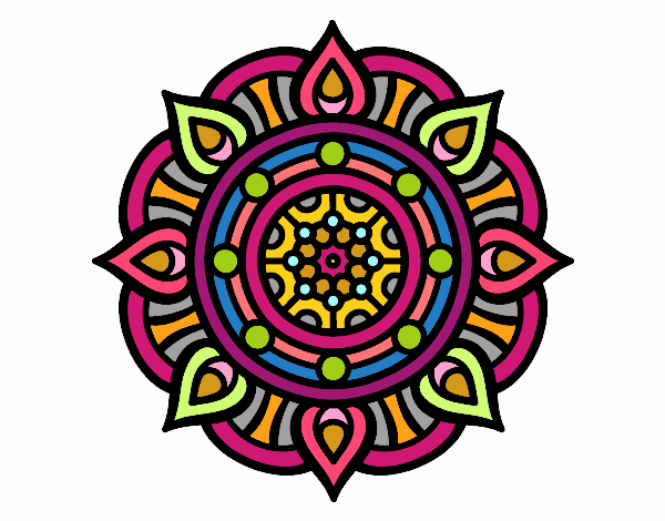Dibujo Mandala puntos de fuego pintado por vanessa311