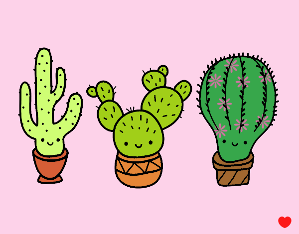 Dibujo 3 mini cactus pintado por sahori 