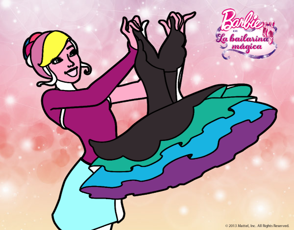 Dibujo Barbie y su vestido de ballet pintado por popida