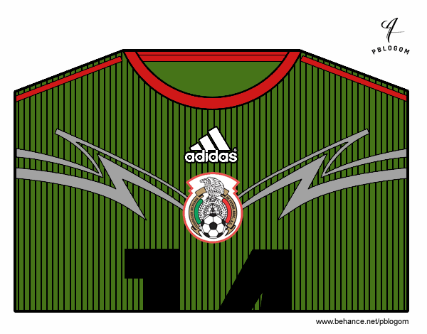 Dibujo Camiseta del mundial de fútbol 2014 de México pintado por spiner