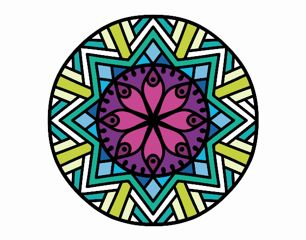 Dibujo Mandala flor de bambú pintado por sahori 