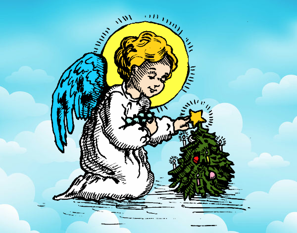 Dibujo Angelito navideño pintado por ELIANAMIRA