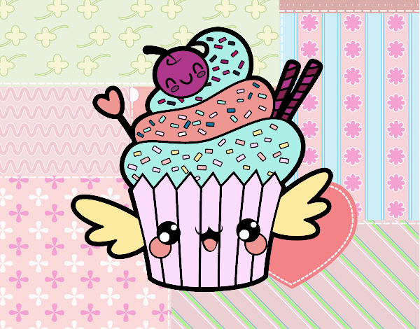 Dibujo Cupcake kawaii con cereza pintado por starmarco