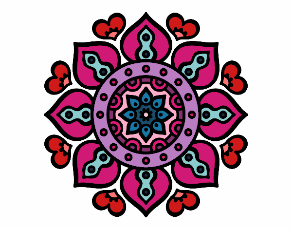 Dibujo Mandala corazones árabes pintado por itsnadii