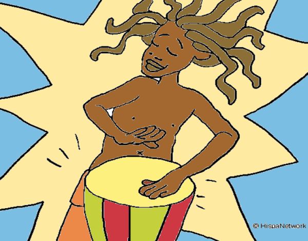 musico africano tocando el cununo