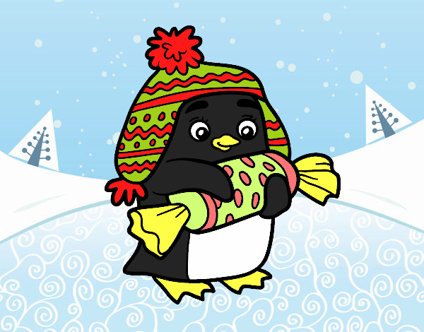 Pingüino con caramelo
