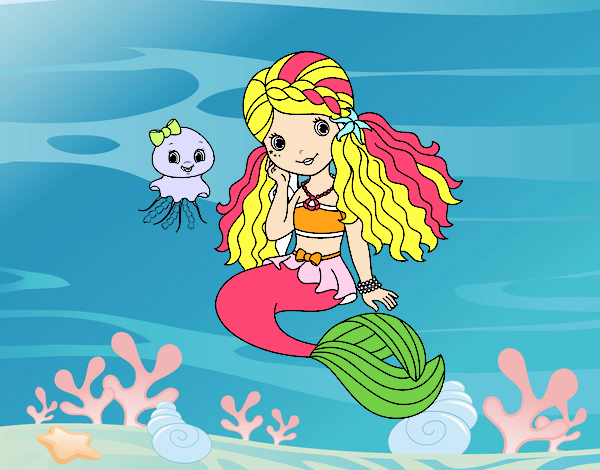 Dibujo Sirena y medusa pintado por SC15