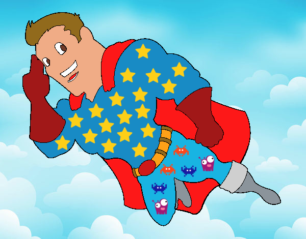 Dibujo Superhéroe volando pintado por IvanCastel