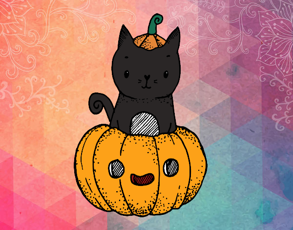 Dibujo Un gatito de Halloween pintado por Eskynal