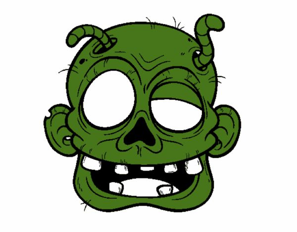 Cara de zombie con gusanos