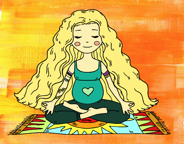 Dibujo Embarazada practicando yoga pintado por nedasori