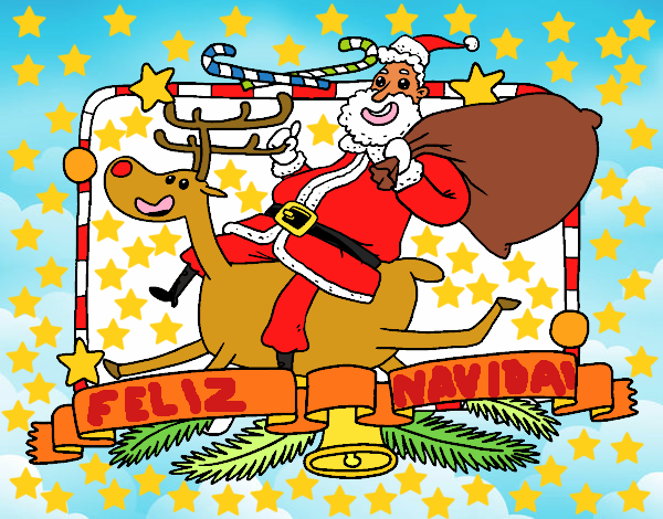 Dibujo Santa Claus y reno de Navidad pintado por Socovos