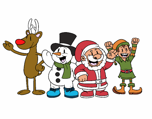 Dibujo Santa Claus y sus amigos pintado por DaniGoart 
