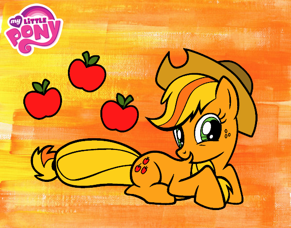 Dibujo Applejack y sus manzanas pintado por katias