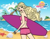 Dibujo Barbie surfera pintado por RocioNayla