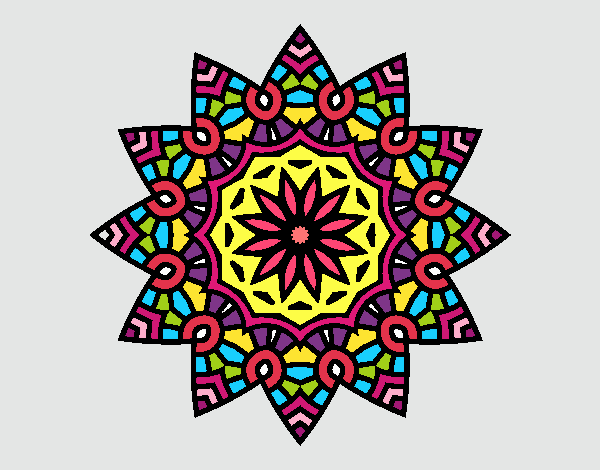 Dibujo Mandala estrella floral pintado por jhaslitpms