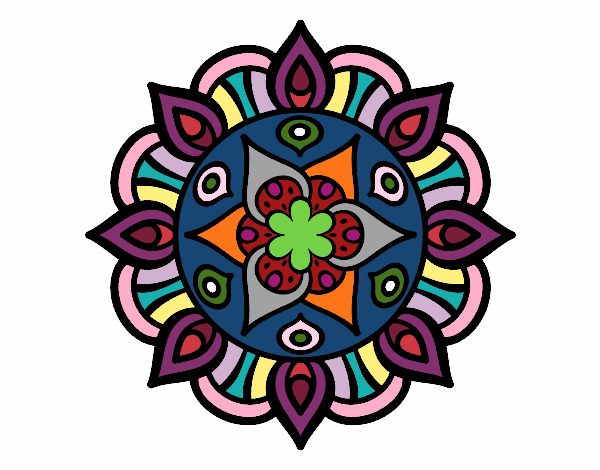 Dibujo Mandala vida vegetal pintado por kerl