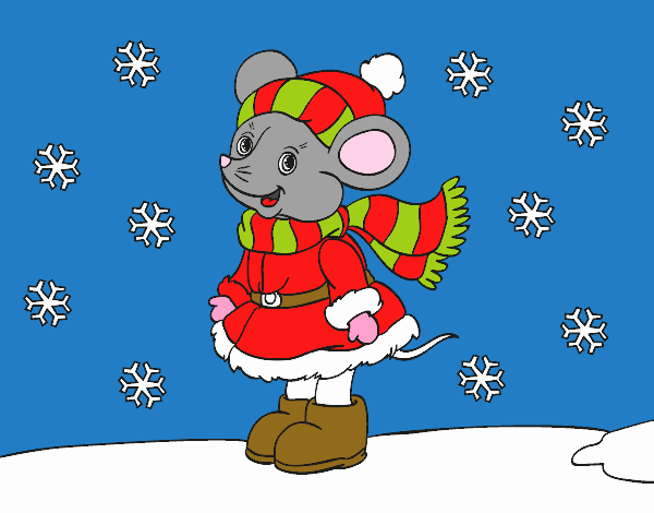 Dibujo Ratita abrigada en Navidad pintado por vagal