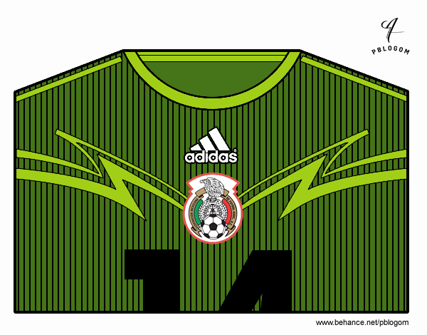 Dibujo Camiseta del mundial de fútbol 2014 de México pintado por hassi
