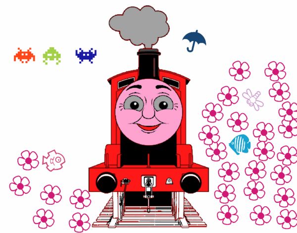 Dibujo James la locomotora pintado por LeoGL