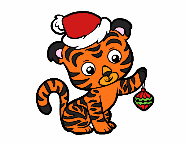 Dibujo Tigre navideño pintado por gav007a