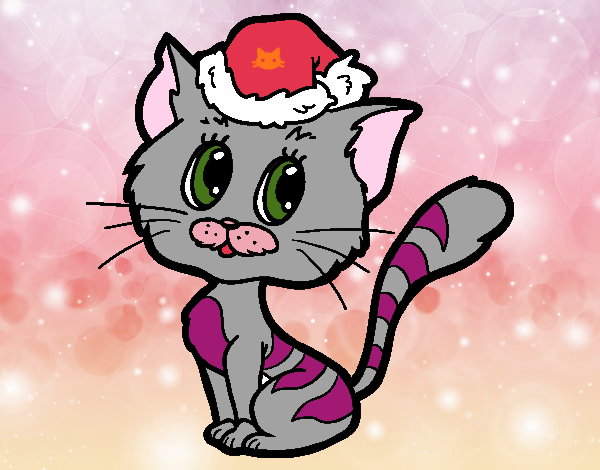 Dibujo Un gato navideño pintado por luisita41
