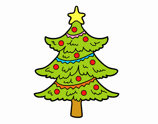Dibujo Árbol de navidad decorado pintado por rakeljoel