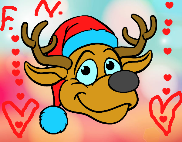 Dibujo Cara de reno Rudolph pintado por SC15