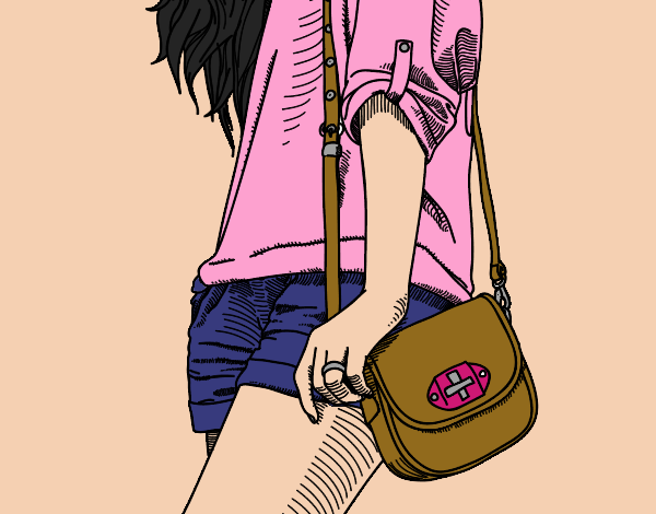 Dibujo Chica con bolso pintado por Marialop