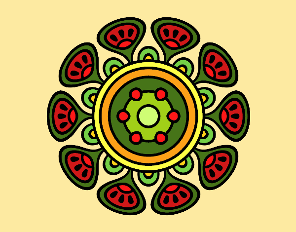 Dibujo Mandala crecimiento vegetal pintado por CLEONEFER