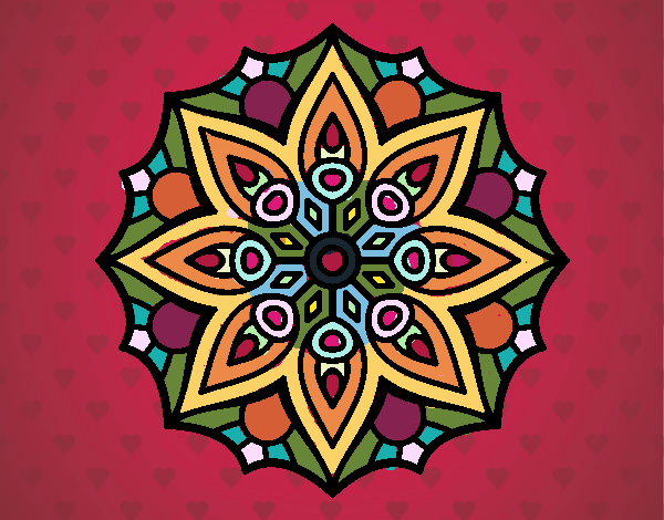 Dibujo Mandala simetría sencilla pintado por mandalis