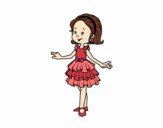 Dibujo Niña con vestido de fiesta pintado por AgusNet