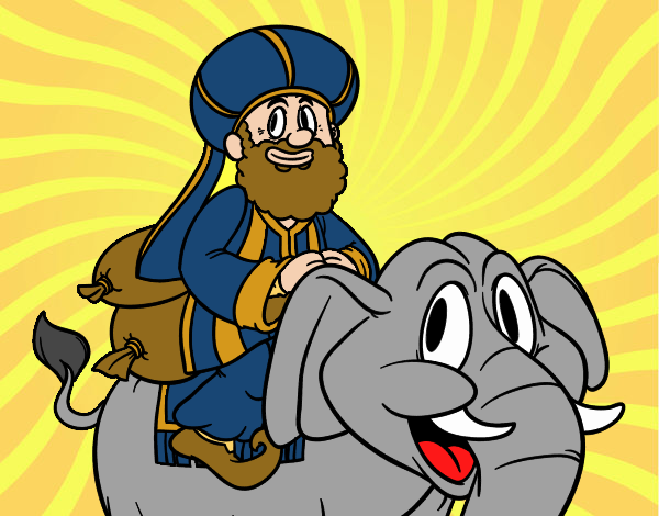 Dibujo Rey Baltasar en elefante pintado por MaxYc