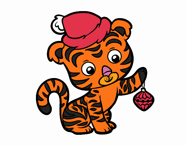 Dibujo Tigre navideño pintado por HuntZolomo