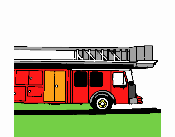 Dibujo Camión de bomberos con escalera pintado por Francesita