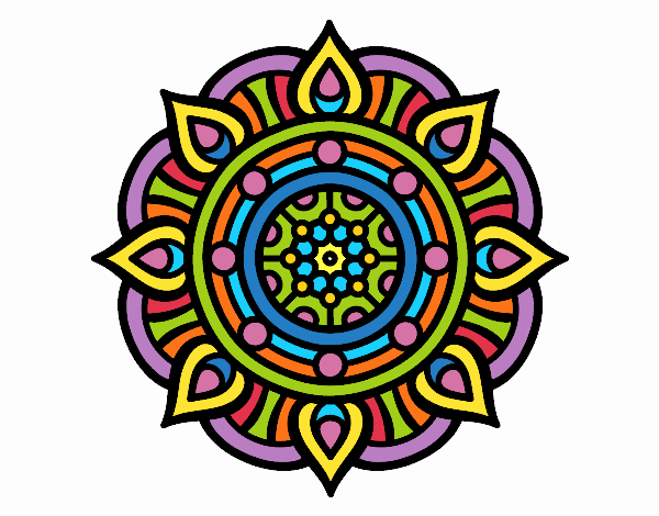 Dibujo Mandala puntos de fuego pintado por rosirojas
