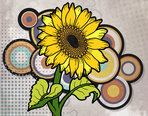 Dibujo Un girasol pintado por karladguez