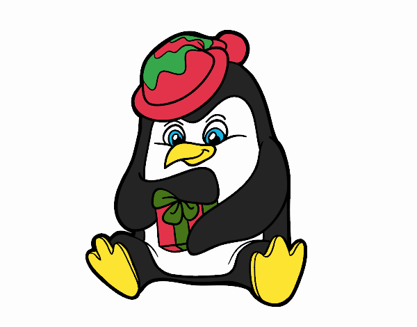 Dibujo Un pingüino con regalo de Navidad pintado por CamilaSims