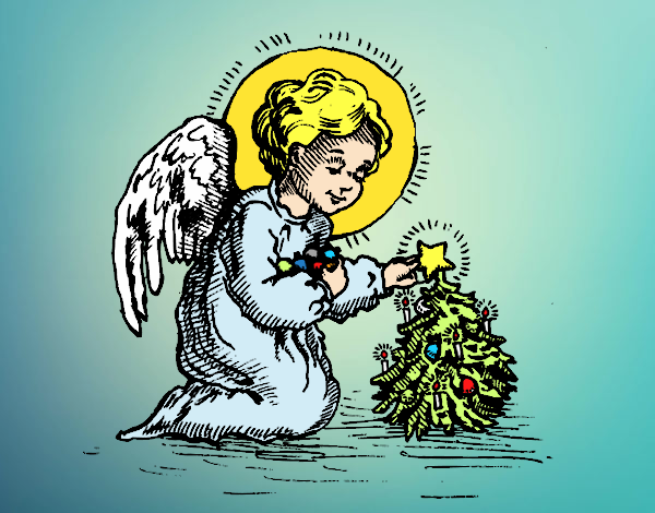 Angel decorando el arbol