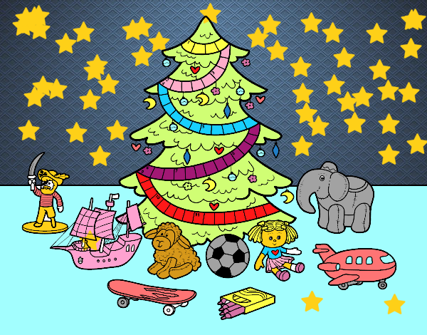 Dibujo Árbol de Navidad y juguetes pintado por mayguz