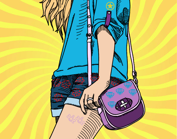 Dibujo Chica con bolso pintado por mandalis