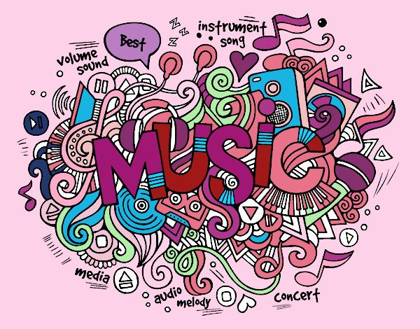 Dibujo Collage musical pintado por mandalis
