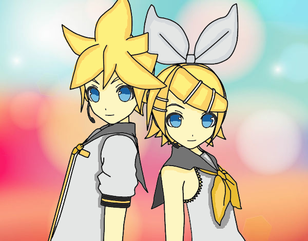 Dibujo Len y Rin Kagamine Vocaloid pintado por Sakura111