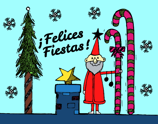 Dibujo Postal Felices Fiestas pintado por natalia605