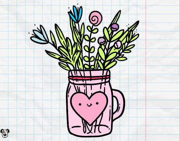 Dibujo Bote con flores silvestres y un corazón pintado por minie03