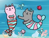 Dibujo Gatos sirena pintado por adrinette1