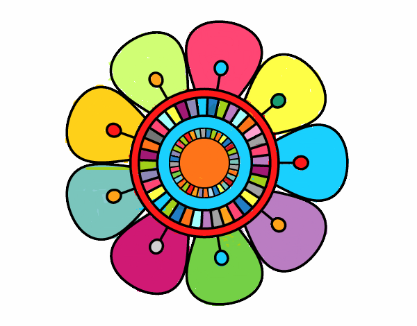 Dibujo Mandala en forma de flor pintado por RoCV
